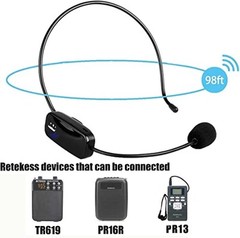 TR503 Wireless FM Microphone Headset, Hands-Free with Rechargeable Battery