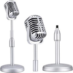Vintage Desktop Microphone Prop Model with Adjustable Stand, Classic Retro Style