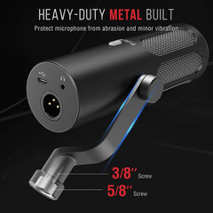 XLR/USB Podcast Dynamic Microphone for Streaming, Studio XLR Microphone, PC Stre