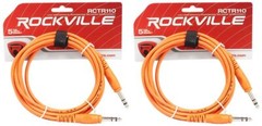2 Rockville RCTR110O Orange 10′ 1/4“ TRS to 1/4“ TRS Cable 100% Copper