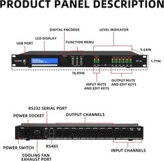2-In/6-Out Professional Digital Audio Processor, DSP Loudspeaker Management for