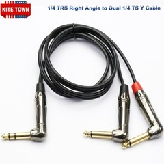 1/4 TRS Right Angle to Dual 1/4 TS Right Angle Stereo to Mono Splitter Y Cable