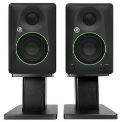 Pair Mackie CR3.5 3.5″ Powered Studio Monitors w/ Tone Control+Desktop Stands