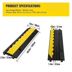 40.5×12 inch Cable Wire Cord Cover Ramp Speed Bump Driveway Hose Cable Ramp CR-3