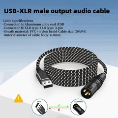 USB to XLR Cable, 10 FT Stereo Audio Cord