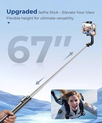 67” Selfie Stick Tripod for iPhone, Lightweight Travel Phone Tripod with Wire…