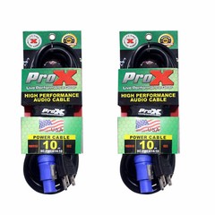 2 PowerCon Cables 10 ft A Blue to AC Edison Male 14 AWG DJ Jumper Cable PROX