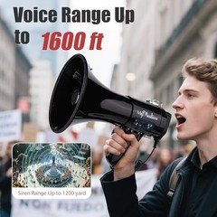 MyMealivos 50W Bluetooth Megaphone with Rechargeable Black