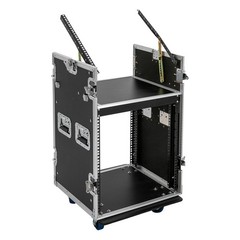12U Sound Box 12U PA Rack/Road Case Top DJ Table Top 2 Layers Studio w/ Casters