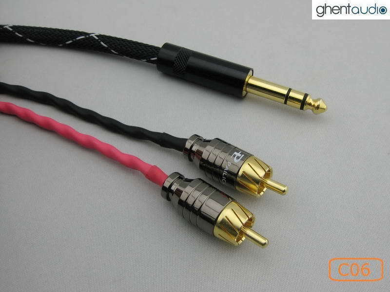 C06 (1m 3ft) — 6.35mm (1/4′) TRS(male) to Dual(2) RCA(male) Canare L-4E6S Cable