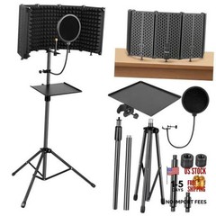 Microphone Stand With Isolation Shield,Recording Studio w/Ground Tripod