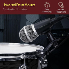 7-Piece Wired Dynamic Kit-Kick Bass, Tom/Snare & Cymbals Microphone Set-For Drum