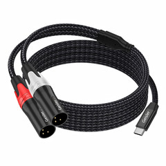 USB C to 2 XLR Male Copper Cable Nylon Braid Low Noise for Muscial Instrument