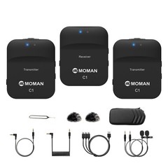 MOMAN C1X 2.4GHz Wireless Lavalier Microphone System for Phone Laptop DSLR