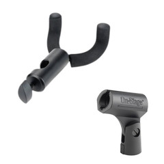 u-mount Mic Stand Guitar Hanger + Universal Elliptical Mic Clip Accessory Set