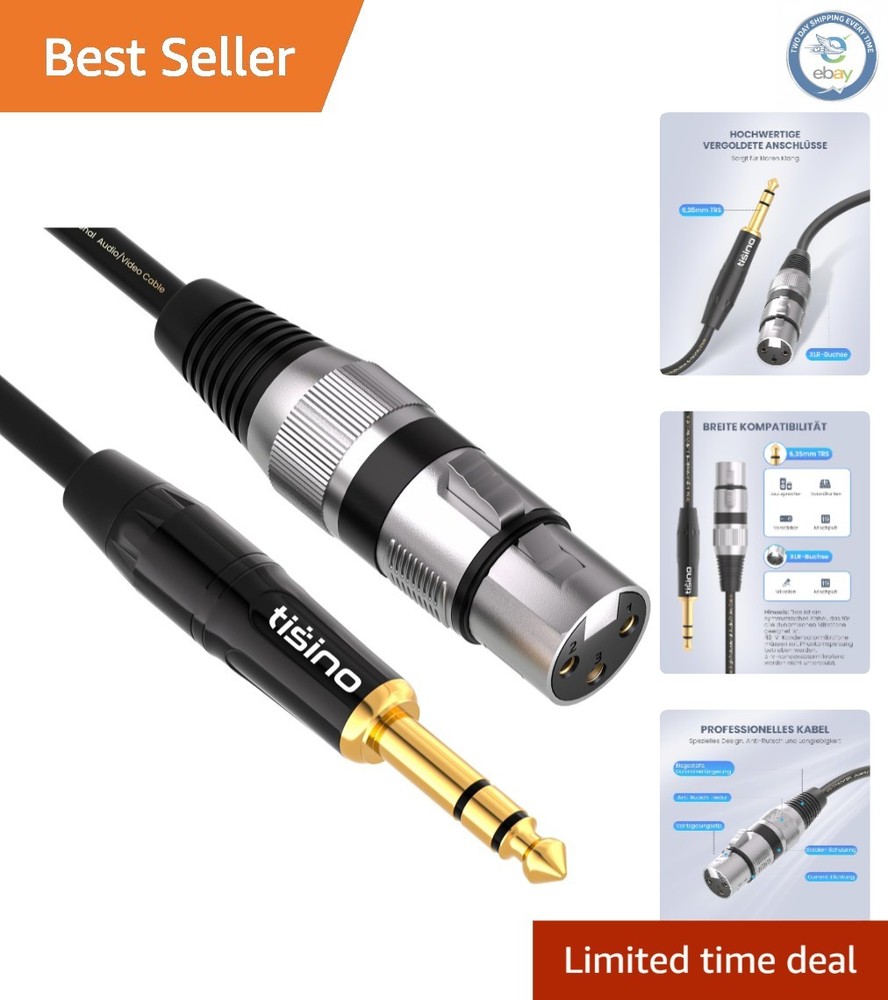 Balanced 3.3ft XLR Female to 1/4 TRS Audio Interconnect Cable – Studio Quality