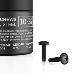 Premium Carbon Steel 10/32 Rack Screws and Nylon Washers, 50-Piece Set
