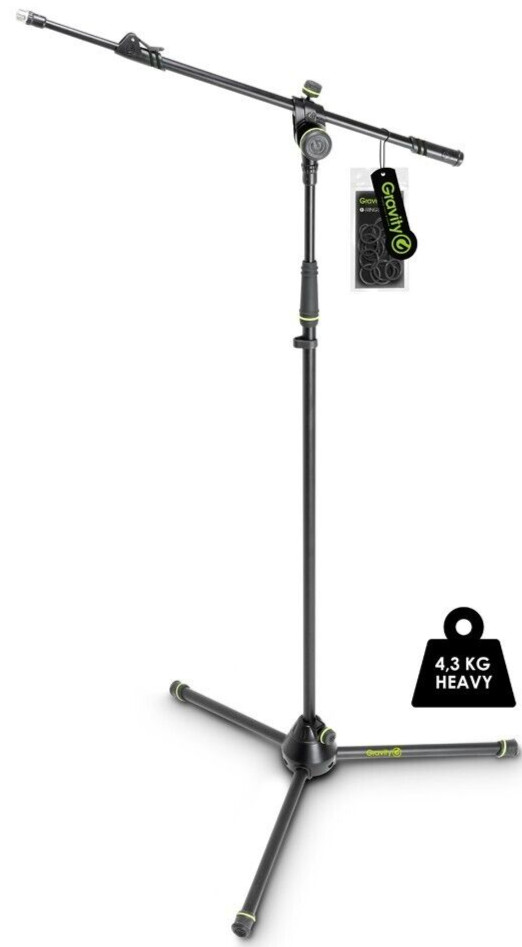 Gravity MS 4322 B Heavy Duty Microphone Stand, Tripod, 2-Point Telescopic Boom