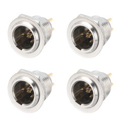 4PCS Mini XLR Connector, 5 Pin Male Mini XLR Socket Connector, Silver
