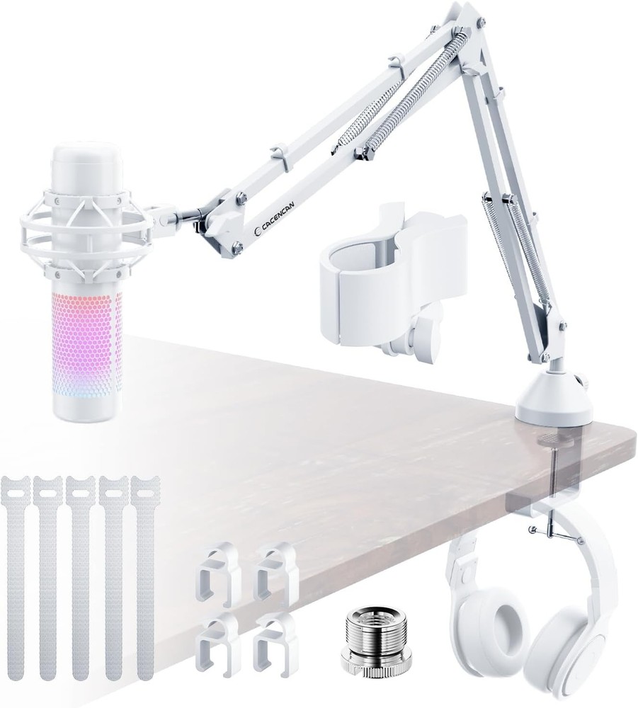 Boom Arm Micophone, Mic Arm Desk Mount Foldable with 3/8“ to 5/8“ Screw Adapte