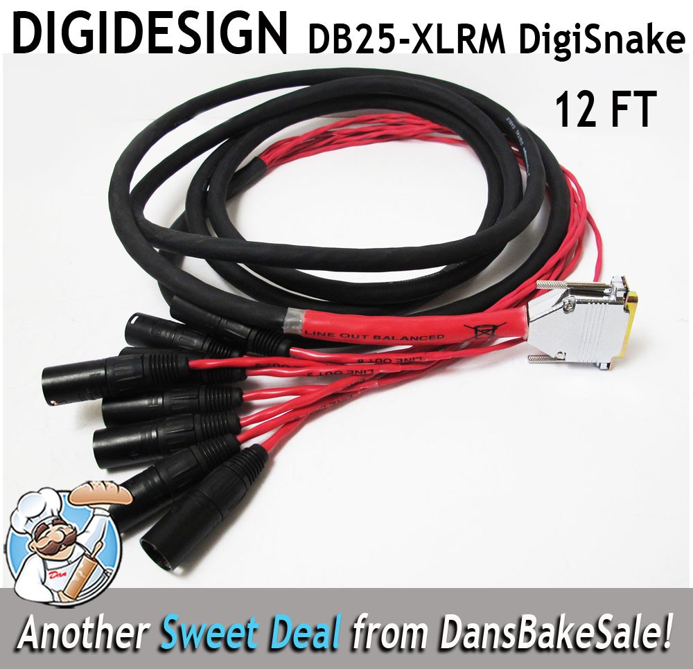 Avid Digidesign ProTools Lineout DB25 to 8 Ch XLR Male balanced harness 12 Ft