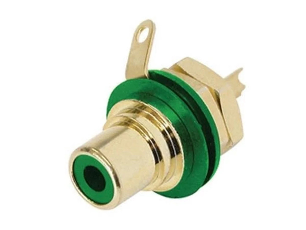 REAN NYS367-5 RCA Panel Mount Jack w/ Gold Plated Contacts – GREEN INSERT