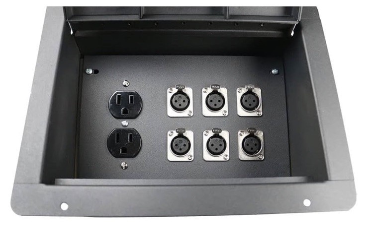 Elite Core Recessed Stage Floor Box w/ 6 XLR F Connectors & Duplex AC Outlet NEW