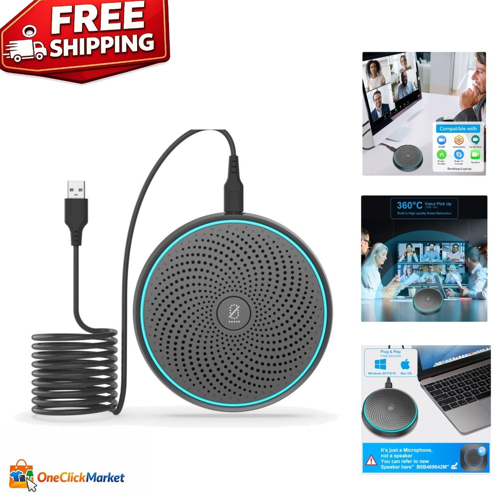 10ft Omnidirectional USB Mic with Noise Isolation – Perfect for Online Teaching