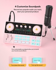 Maono AM200-S1 MaonoCaster Sound Card Microphone Kit For PC Phone Streaming pink