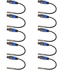 10 Speaker Cable Adapter Speakon Compatible to 1/4 In Inch 6.3mm Plug Connector