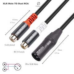 1FT XLR to 2 RCA Y Splitter Patch Cable, Dual RCA Female to XLR Male Audio Ca…
