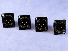4 Neutrik NC3MD-L-B-1 Panel Mount Male 3-PIN XLR Connectors, Black & Gold Metal