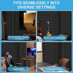 JBER 8 Pack Acoustic Foam Bass Trap Studio 8 Pack, 7 inches 8 Black