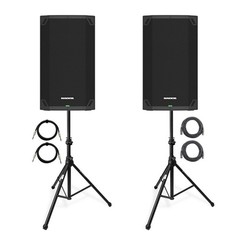 Mackie Thump15A Powered Loudspeakers (Pair) with Speaker Stands and Bag, Cables