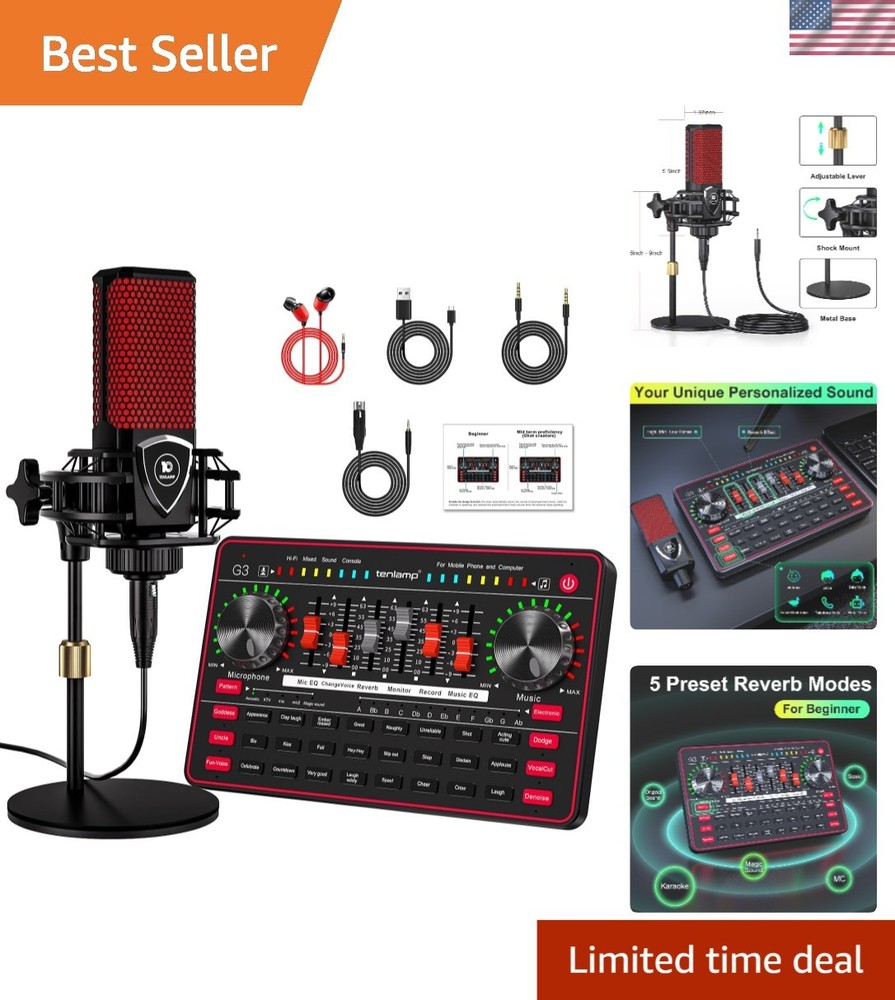 Podcast Microphone Bundle with Live Sound Board Audio Mixer, Podcast Equipmen…