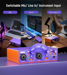 USB C Audio Interface for Recording Music, Streaming, Podcasting with Dual XLR,