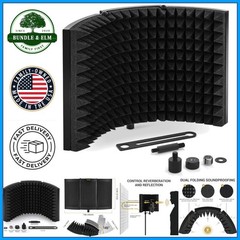 Compact Sound Absorption Shield for Studio Microphone Equipment and Podcasting