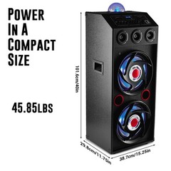 Dual 12″/Triple 12″ Wooden Bluetooth Speaker LED Lights Party Sound System TWS