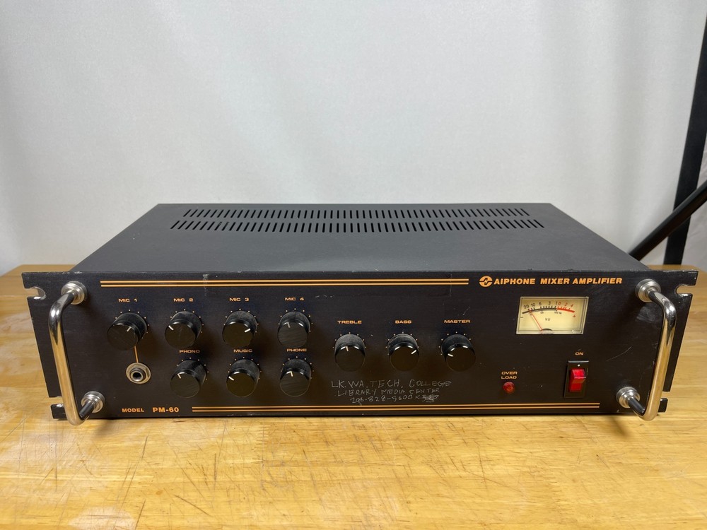 Aiphone PM-60 Mixer Amplifier Rack Mount PA Amp Tested Working Vintage