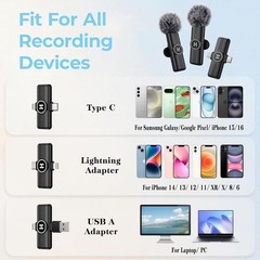 Wireless Lavalier Microphone with Noise Reduction for iOS & Android Devices