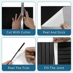 4-Piece Wood Slat Wall Panel for Interior Wall Decor Noise Cancelling 47.2″ x…
