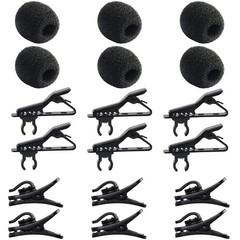 AUGSUN 18Pcs Lapel Microphone Clips Replacement Kit, 6Pcs Mini, black
