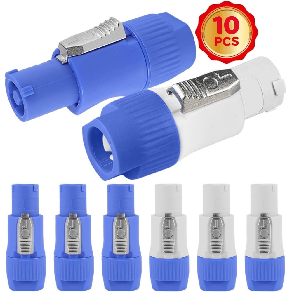 10PCS PowerCON 20A AC Chassis Plug Panel Adapter Connector NAC3FCA+NAC3MPA-1