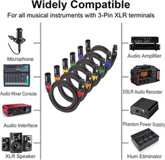 XLR Microphone Cables 3Ft 6 Packs – Braided Premium XLR Male to Female Audio Cab