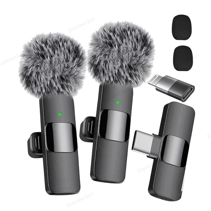 Wireless Microphone Mini Mic for iPhone/Android Phone, LED Display Lavalier Micr