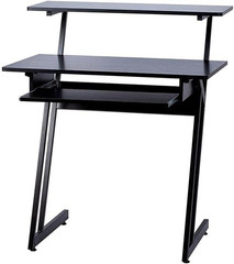 Recording Studio Desk – with Raised Platform and Keyboard Tray, Black – Stage Ri