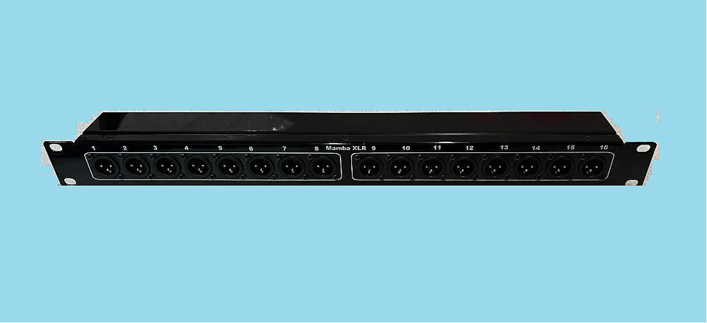 Mamba 16 XLR Male on FRONT to 16 XLR Female on BACK 1RU XLR to XLR Patch Bay