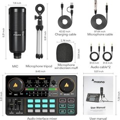Compact Podcast Mixer Set with 3.5mm Microphone for Effortless Live Streaming