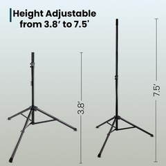 Lectronify Adjustable Aluminum Speaker Stand Pair Tripod w/ Carry Bag 120 lb