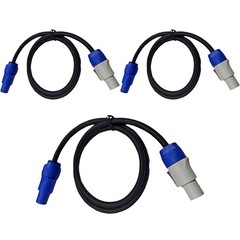 3Pcs 6ft 16AWG Stage Lighting Fixture For PowerCon Power-Through Blue Cables HOT